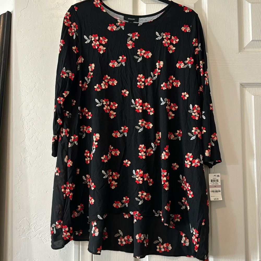 Brand new black blouse with floral print by Alfani.